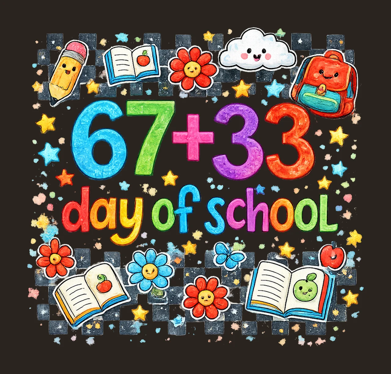 Preppy 100 Days of School Retro Happy 100th Day Design contrast preview thumbnail
