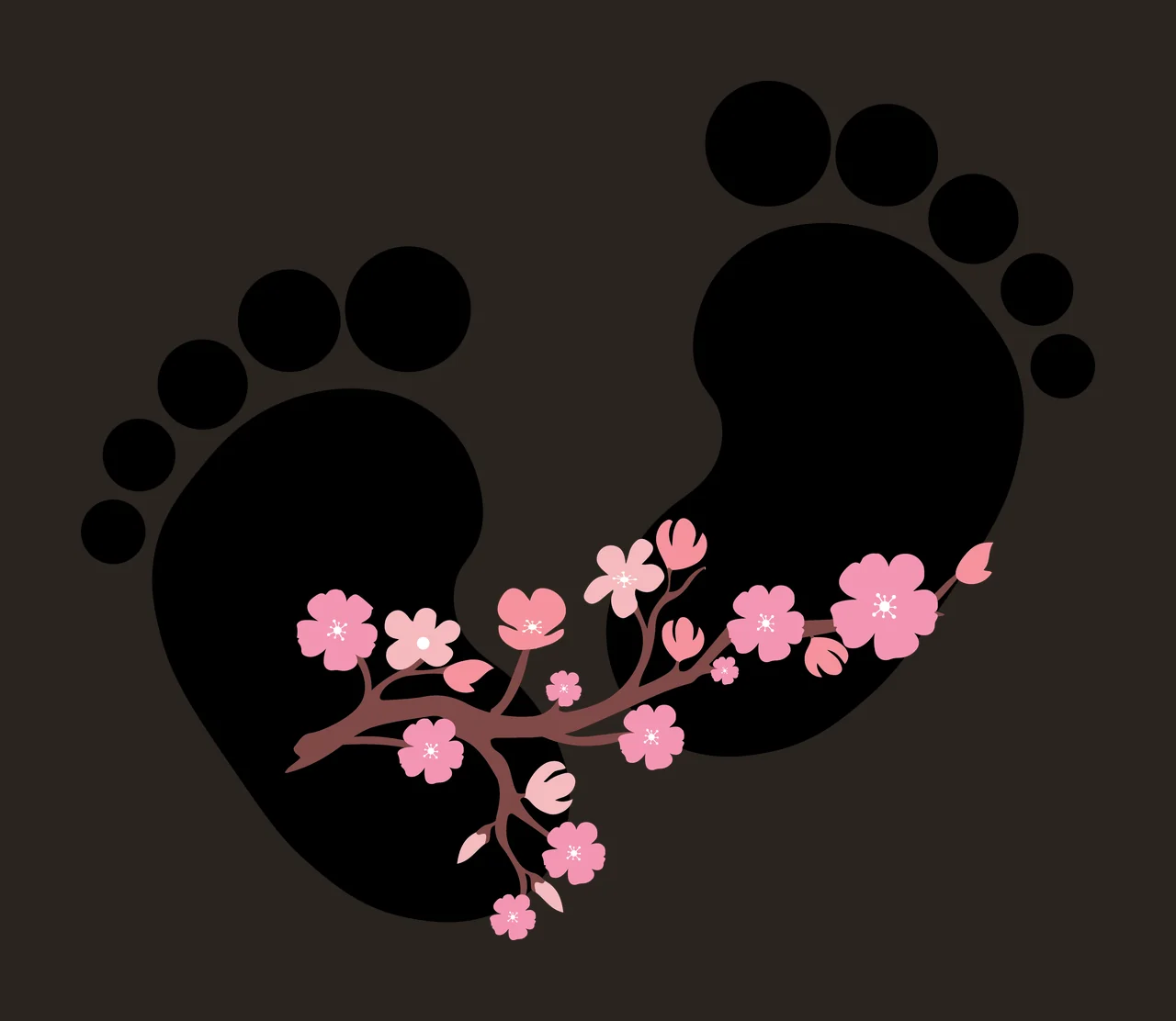 Baby Feet Flower Footprints With Small Floral Detail flowers contrast preview thumbnail