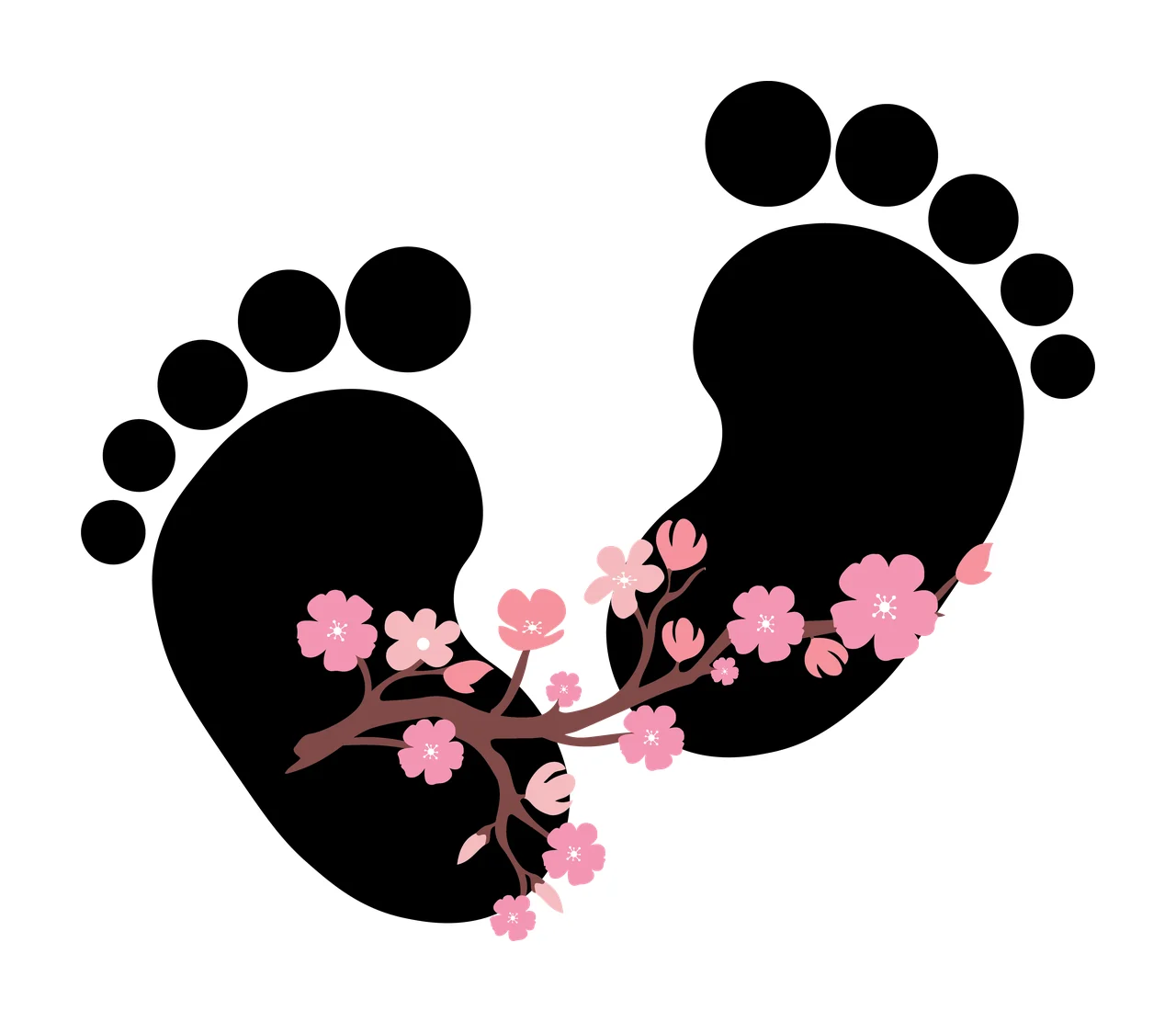 Baby Feet Flower Footprints With Small Floral Detail flowers