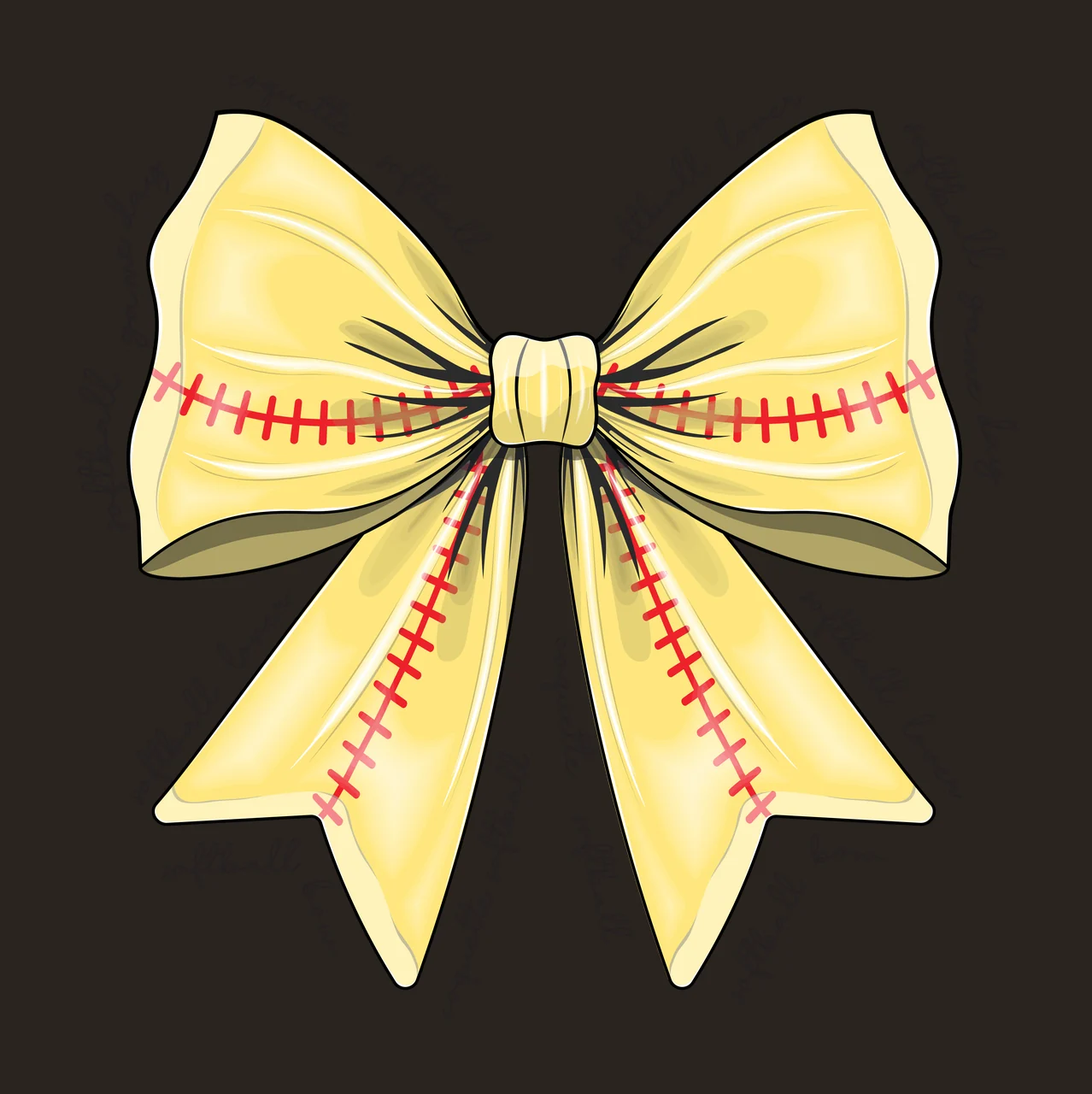 Bow Large Black Silhouette With Repeating Themed Cursive displaying contrast preview thumbnail