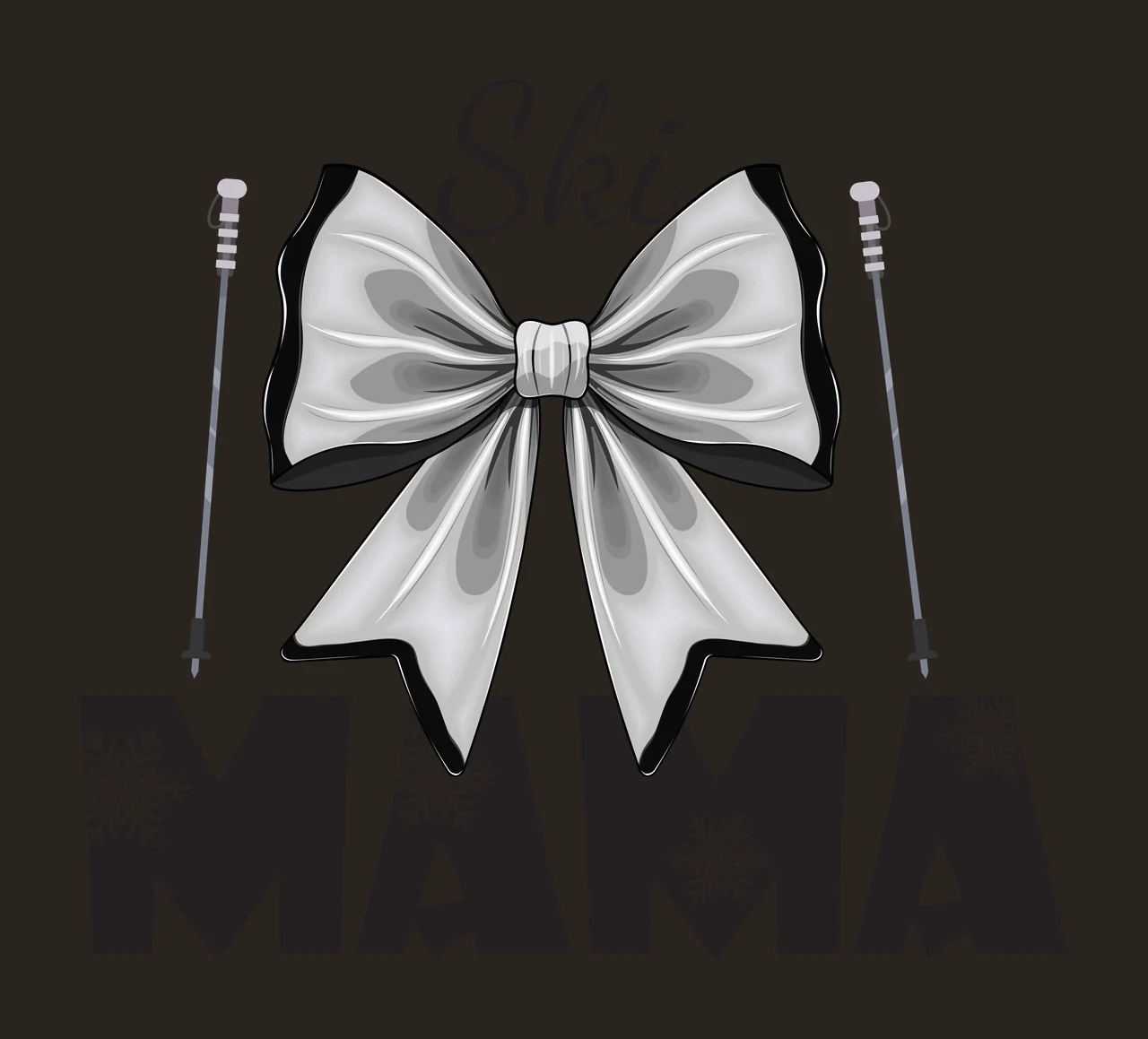 Ski Mama Text With Bow Silhouette typography poles snowflakes contrast preview thumbnail
