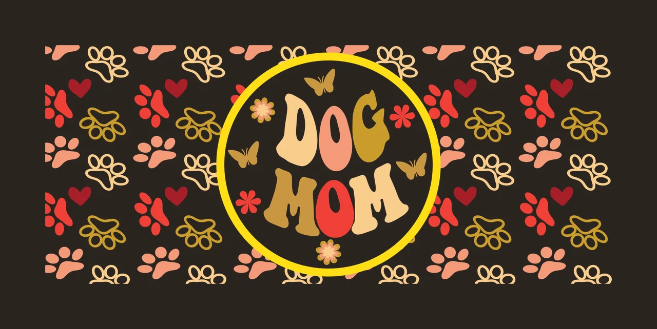 Can Glass Wrap Round Emblem Pattern framing paw prints hearts contrast preview thumbnail