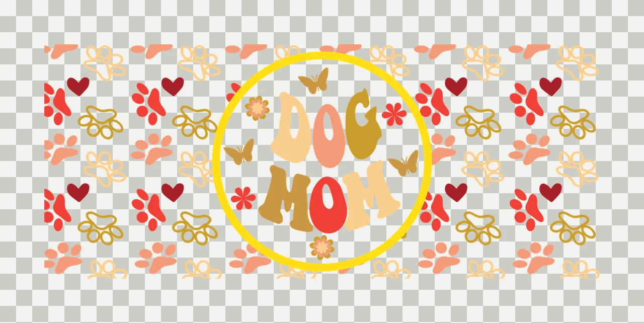 Can Glass Wrap Round Emblem Pattern framing paw prints hearts transparency and detail preview thumbnail