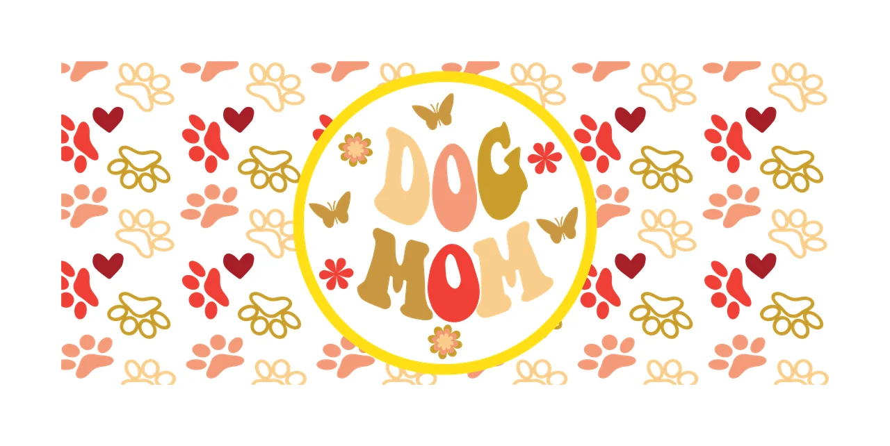 Can Glass Wrap Round Emblem Pattern framing paw prints hearts