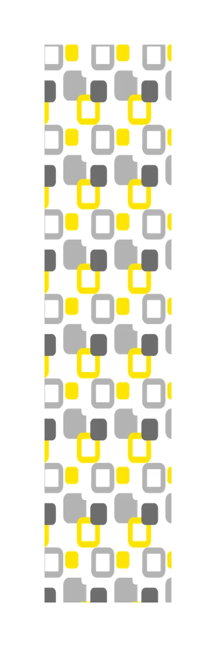 Geometric pattern Illustration with rounded rectangles, squares, overlapping shapes and mod pattern in yellow, light gray and dark gray