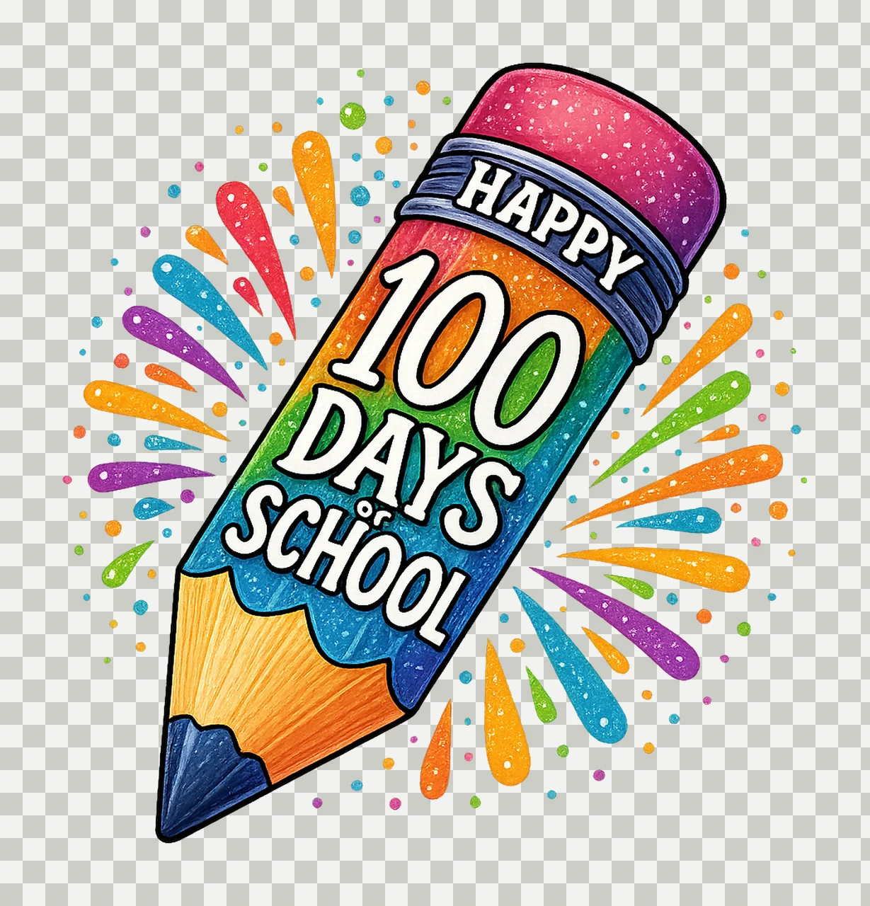 Happy 100 Days Of School Holy Cow Design Highland Cow Art transparency and detail preview thumbnail