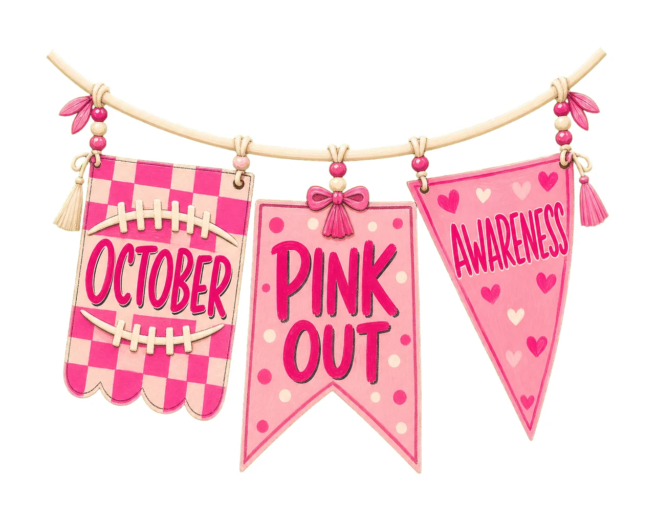 Pennant Flag Breast Cancer In October We Wear Variation A