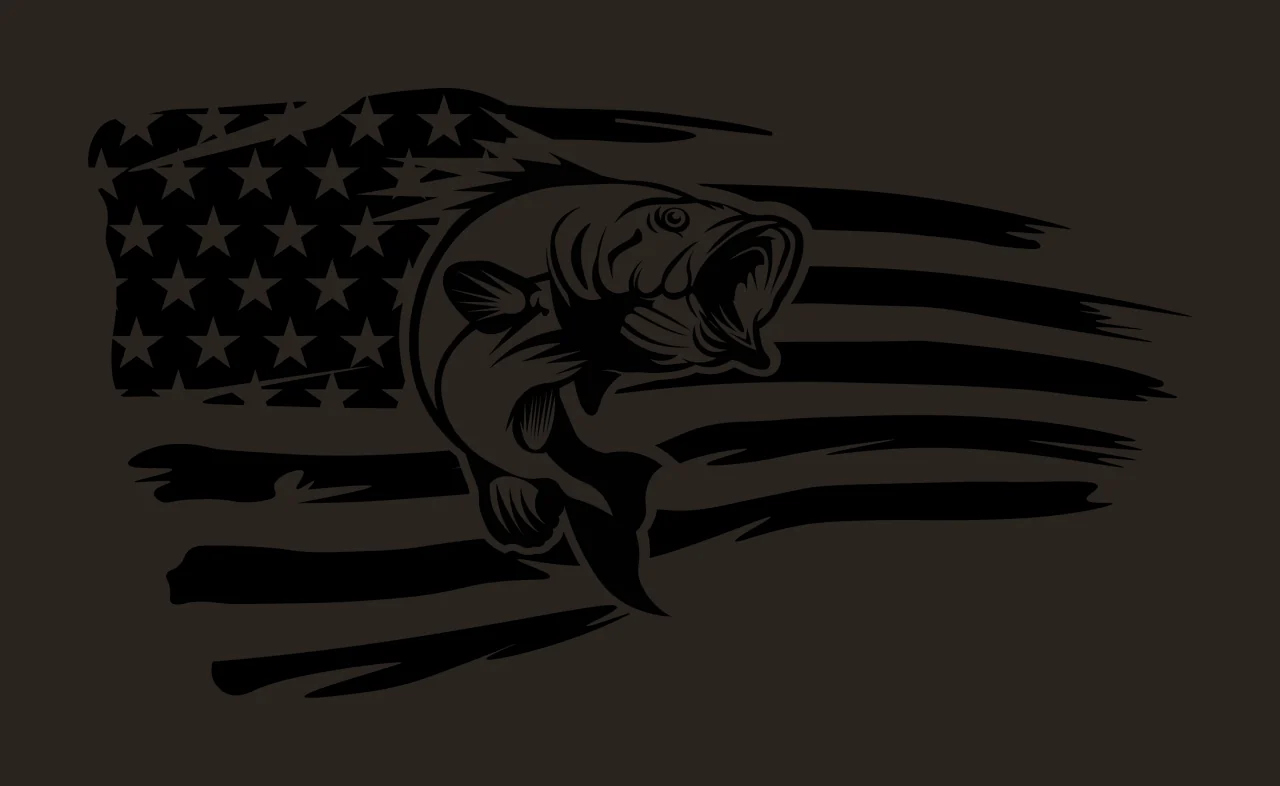 American Flag Fish Silhouette Graphic jumping stars stripes contrast preview thumbnail
