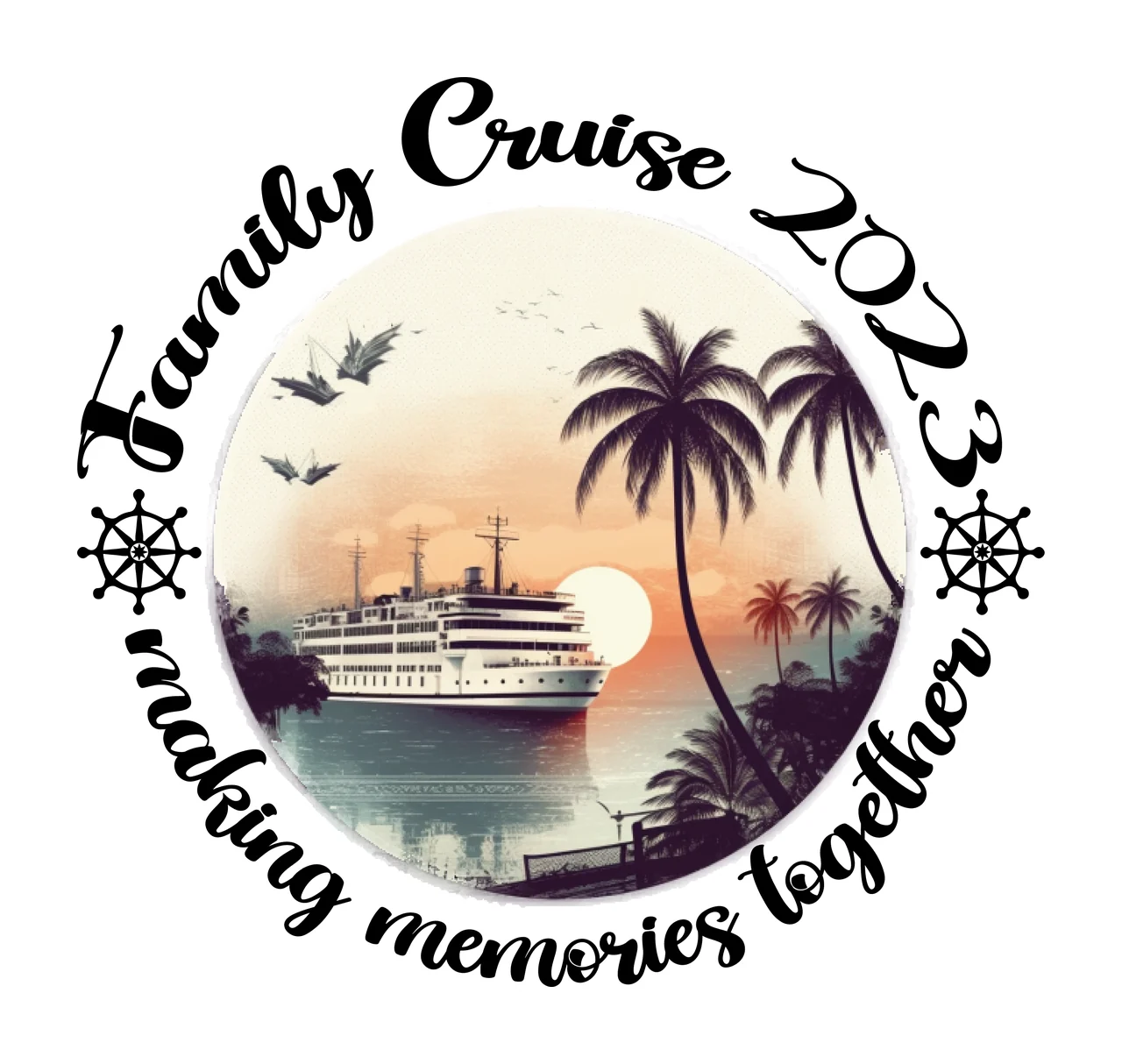 Family Cruise 2023 Making Memories Together Circular Text Variation
