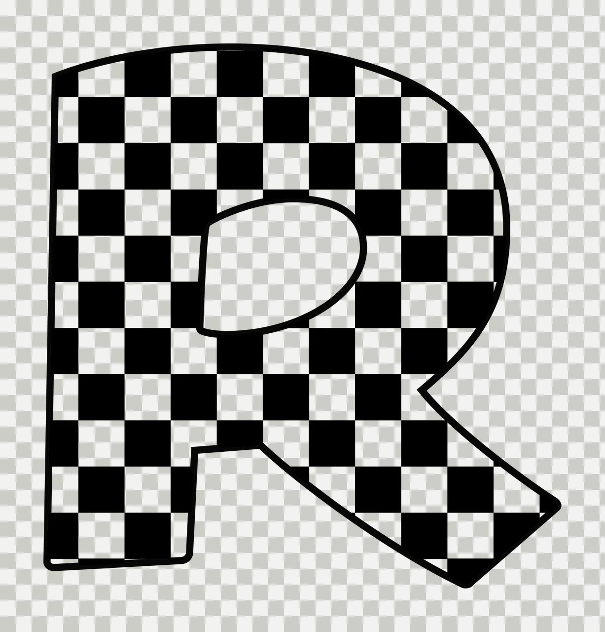 Can Glass Wrap R Letter Checkerboard Pattern transparency and detail preview thumbnail