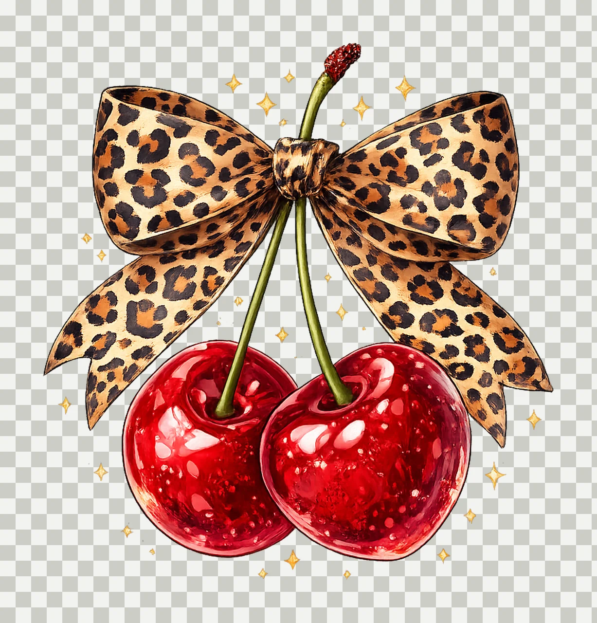 Love You Cherry Much Leopard Coquette Bow Sweet Cherry Love transparency and detail preview thumbnail