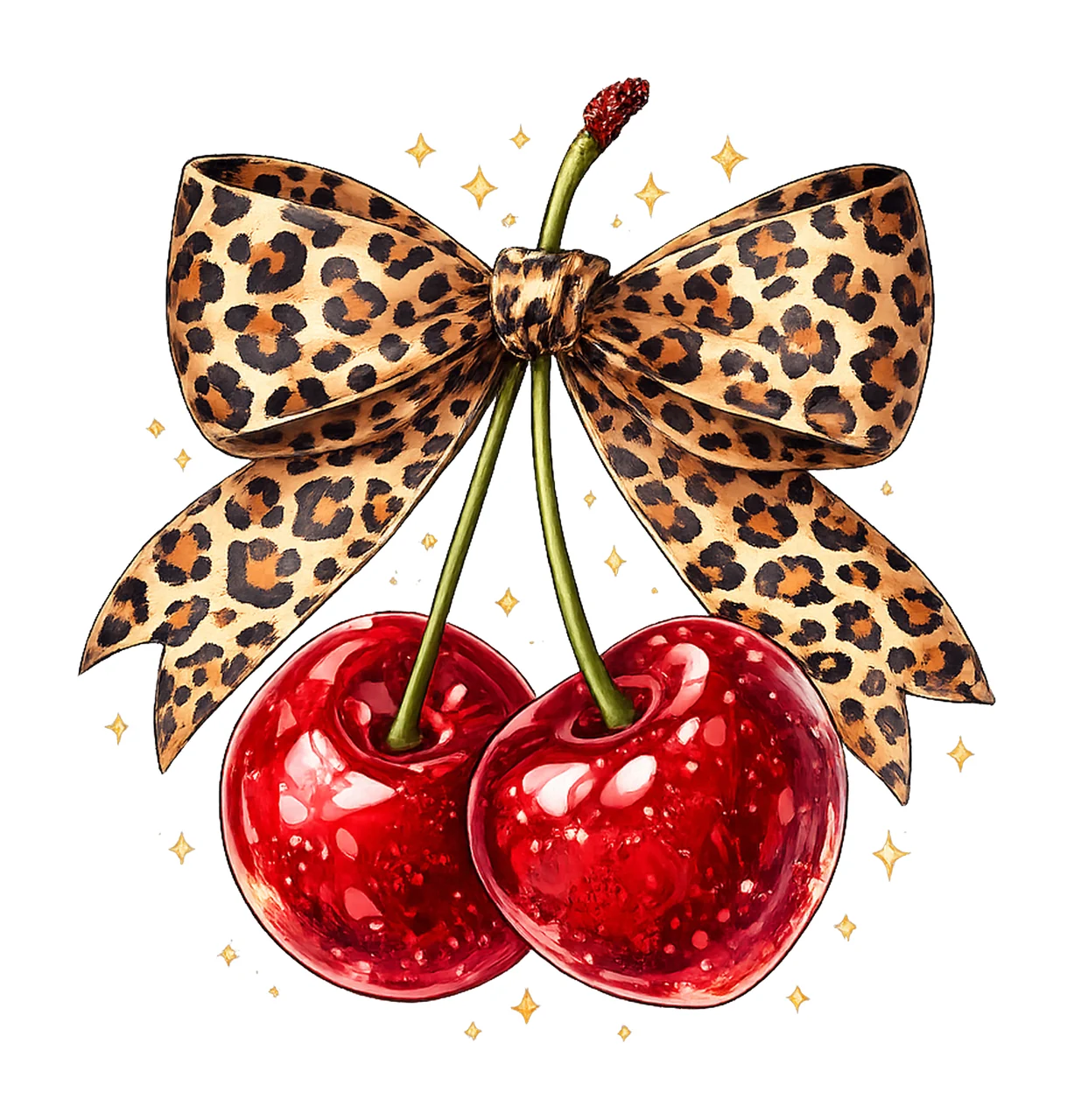 Love You Cherry Much Leopard Coquette Bow Sweet Cherry Love