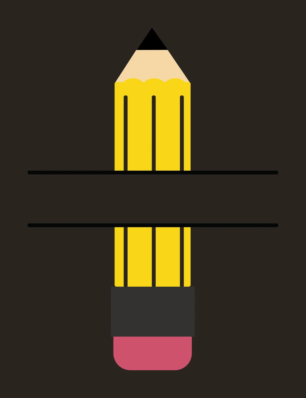 Pencil With Split Bar And Eraser In Yellow stationery contrast preview thumbnail