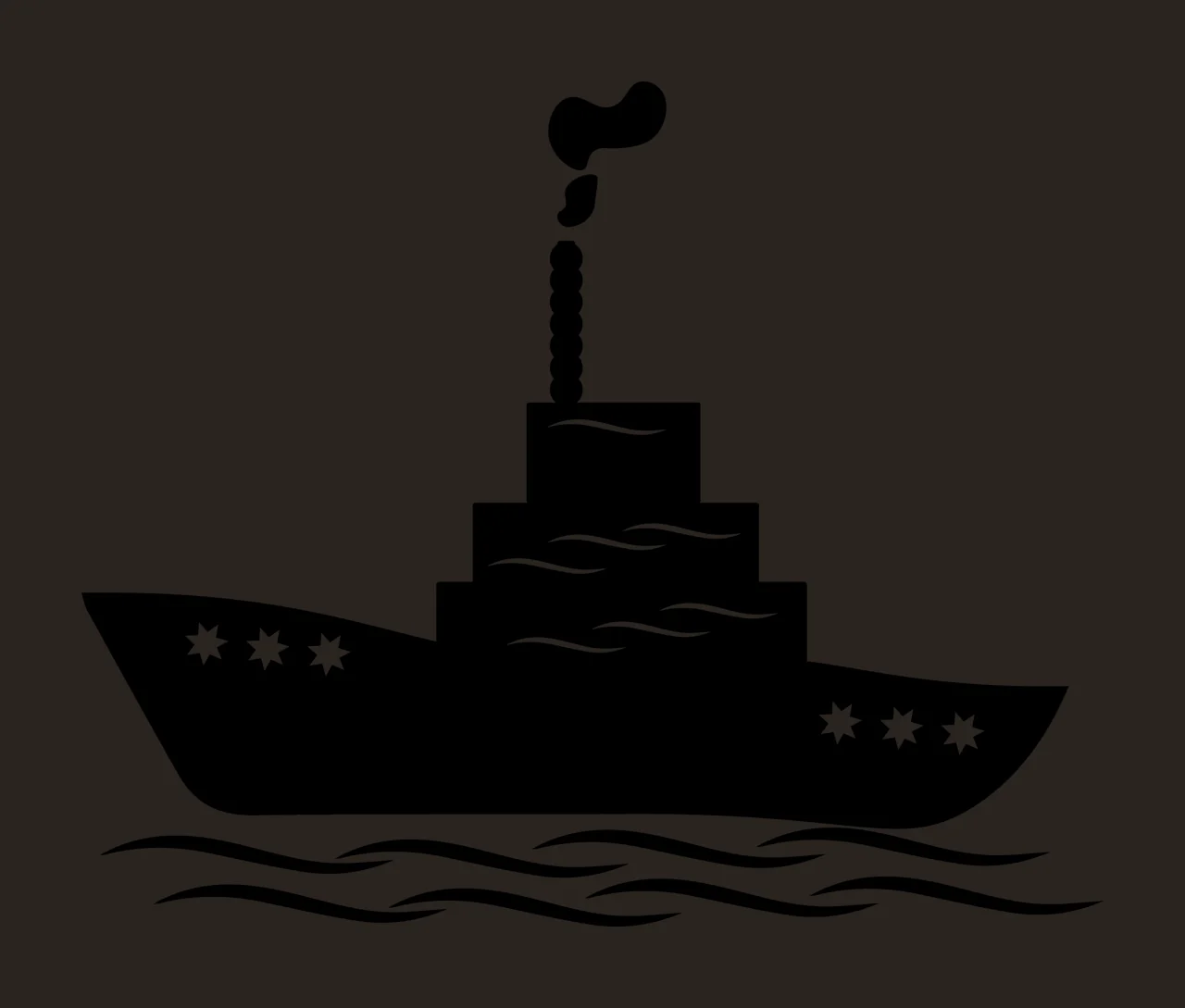Ship Sailing With Water And Smoke In Black contrast preview thumbnail