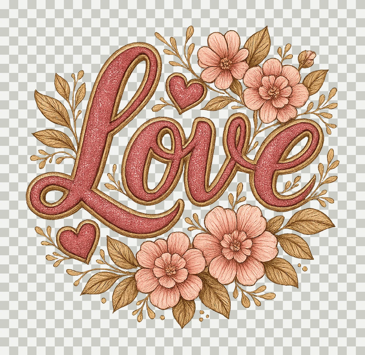 Valentines Love Tinsel Faux Glitter Shirt Design Trendy transparency and detail preview thumbnail