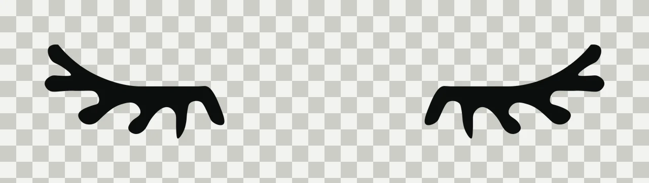 Two Closed Eyes With Eyelashes In A Black eyelids line art transparency and detail preview thumbnail