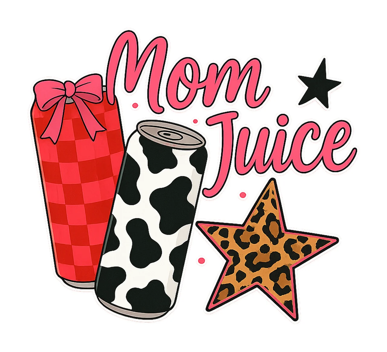 Mom Juice bow checkered cow leopard patttern ORIGINAL She