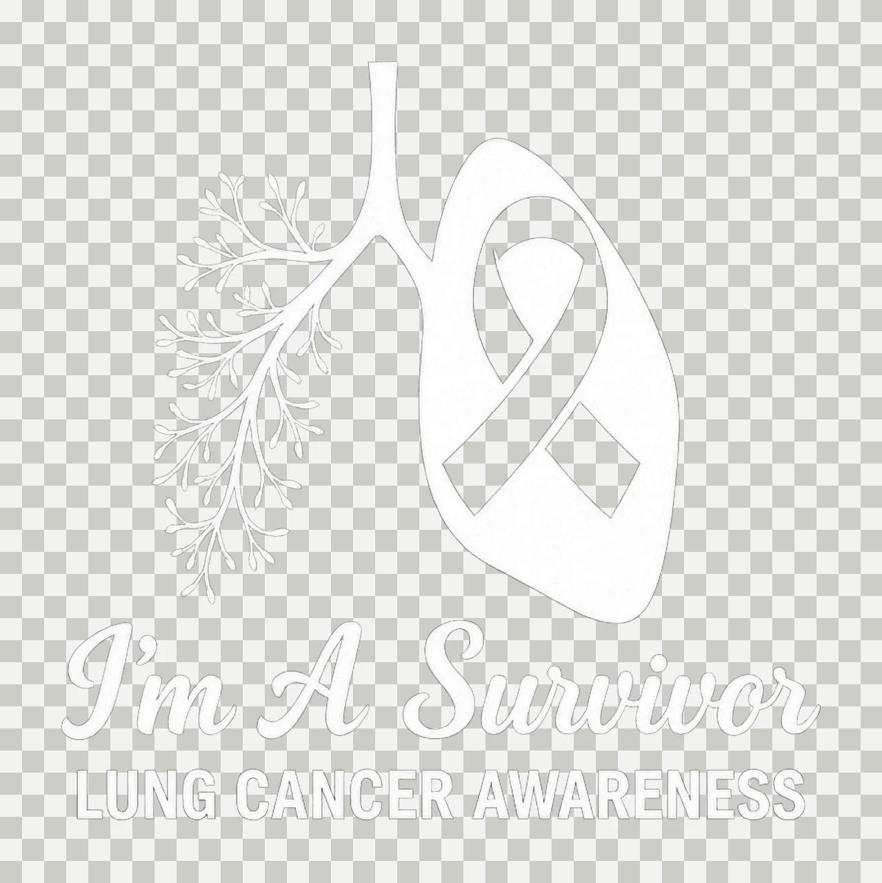 Lung Cancer Awareness Survivor Ribbon White Ribbon Design transparency and detail preview thumbnail