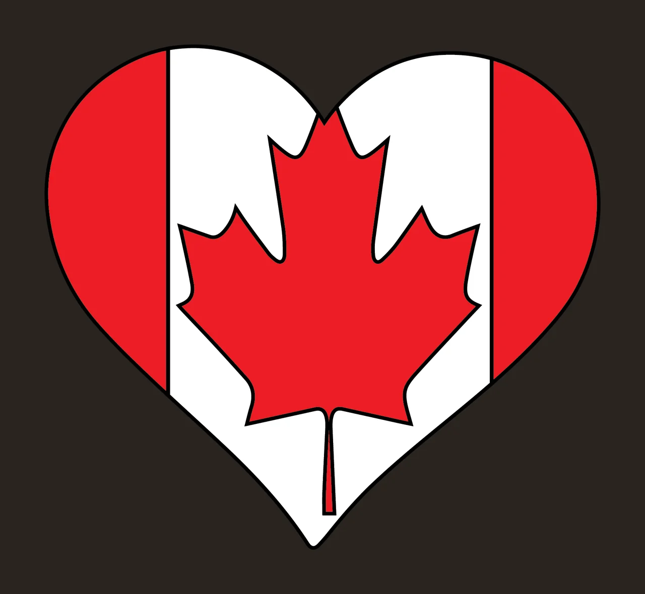 Heart Shape With Maple Leaf Outline forming lines minimalist line art contrast preview thumbnail
