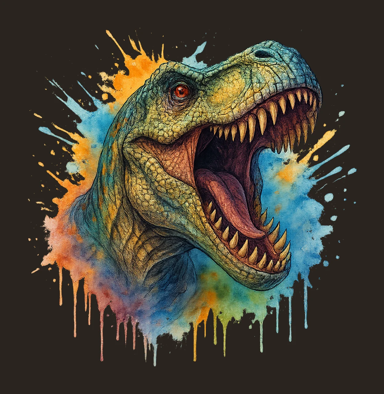 Watercolor Rex Artwork Dinosaur Art Crafting Design contrast preview thumbnail