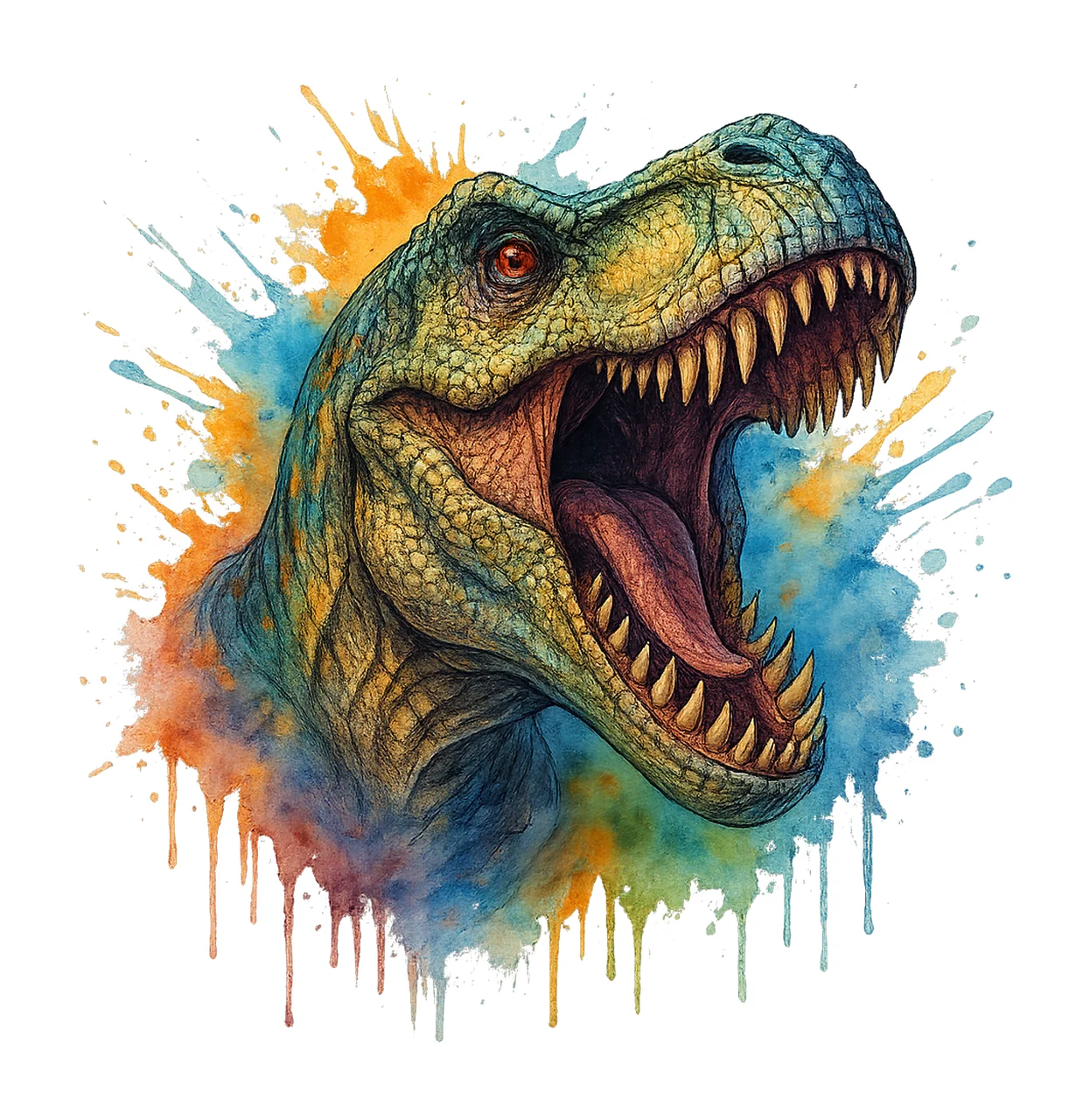 Watercolor Rex Artwork Dinosaur Art Crafting Design