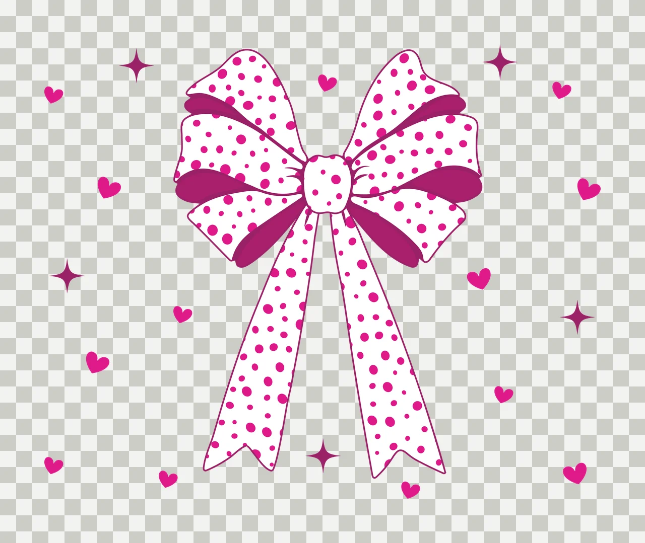 Bow Silhouette With Star And Hearts hanging stars black white transparency and detail preview thumbnail