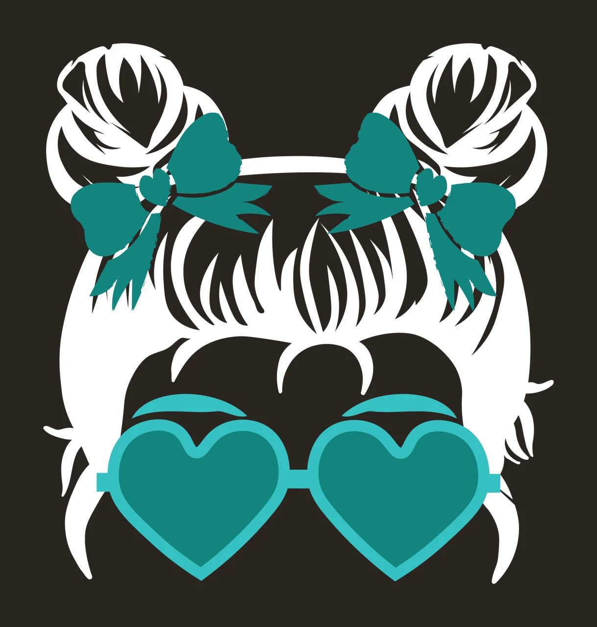 Woman Silhouette With Double Buns head stationary hair bows contrast preview thumbnail