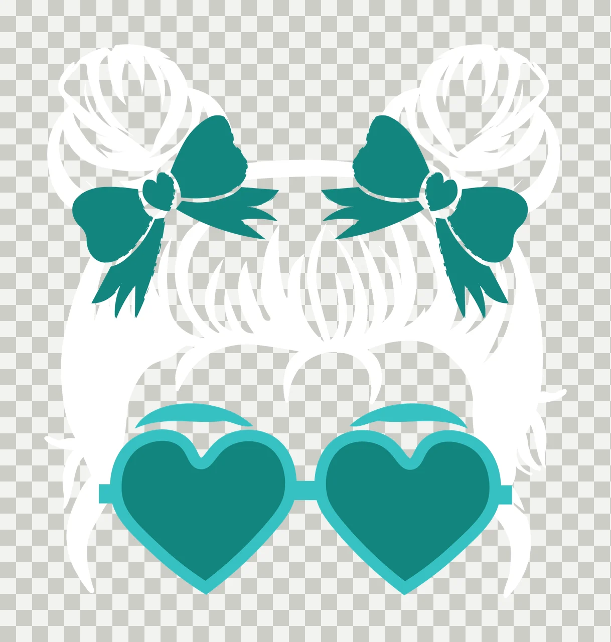 Woman Silhouette With Double Buns head stationary hair bows transparency and detail preview thumbnail