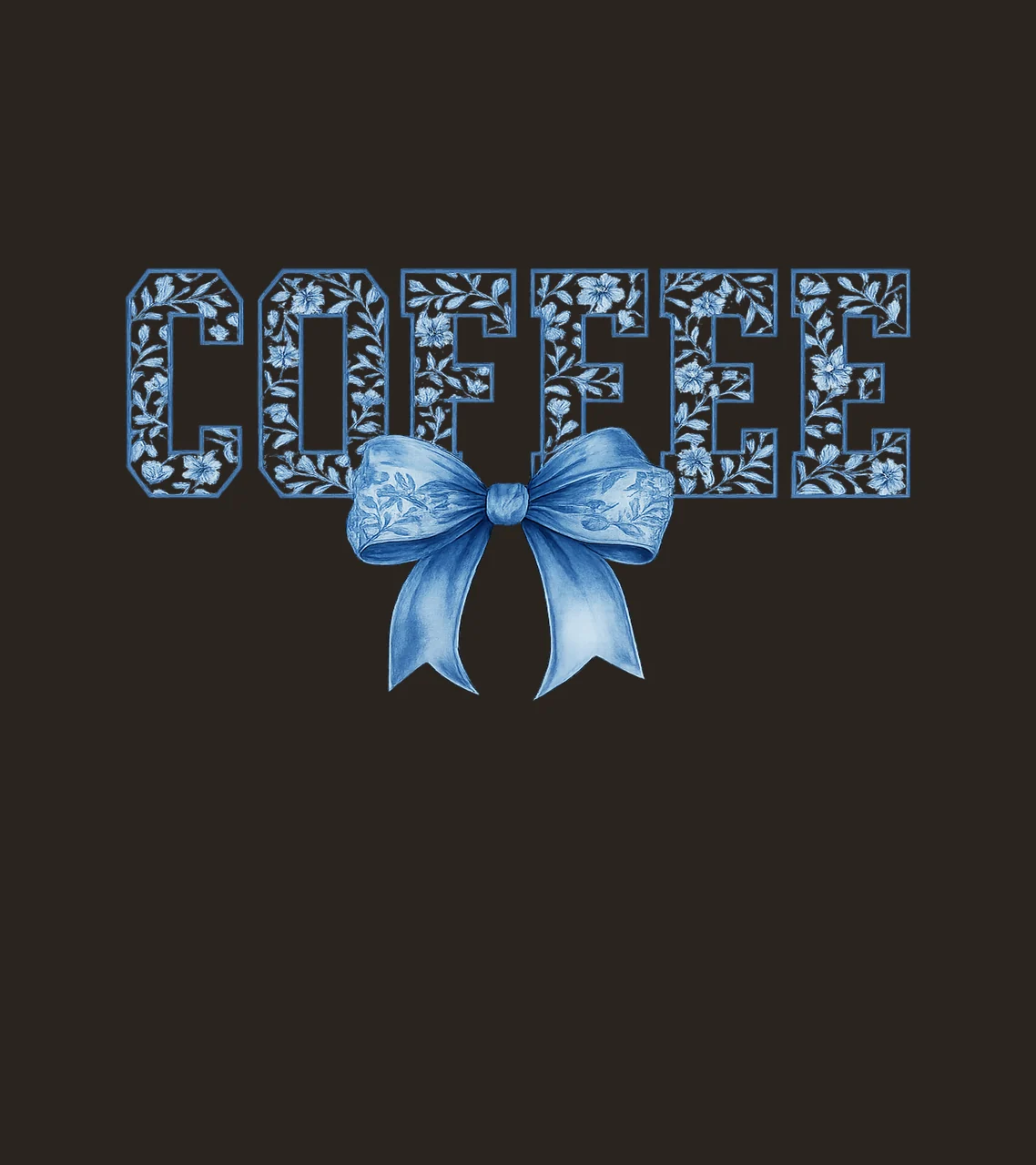 Coffee Floral Blue Bow Typography Label With Letters pattern contrast preview thumbnail