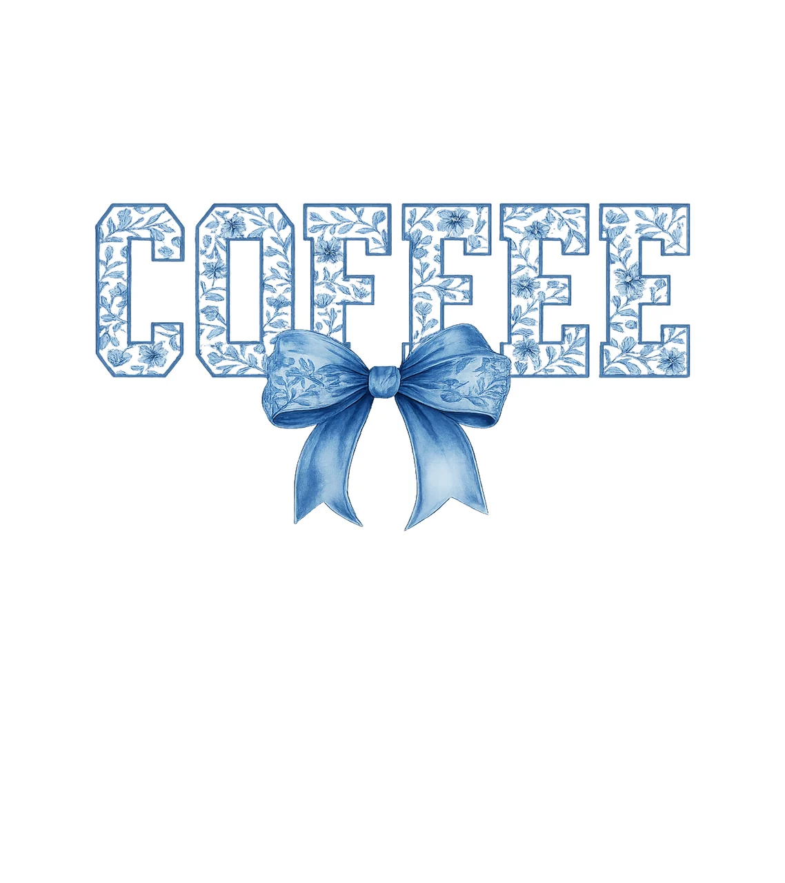 Coffee Floral Blue Bow Typography Label With Letters pattern
