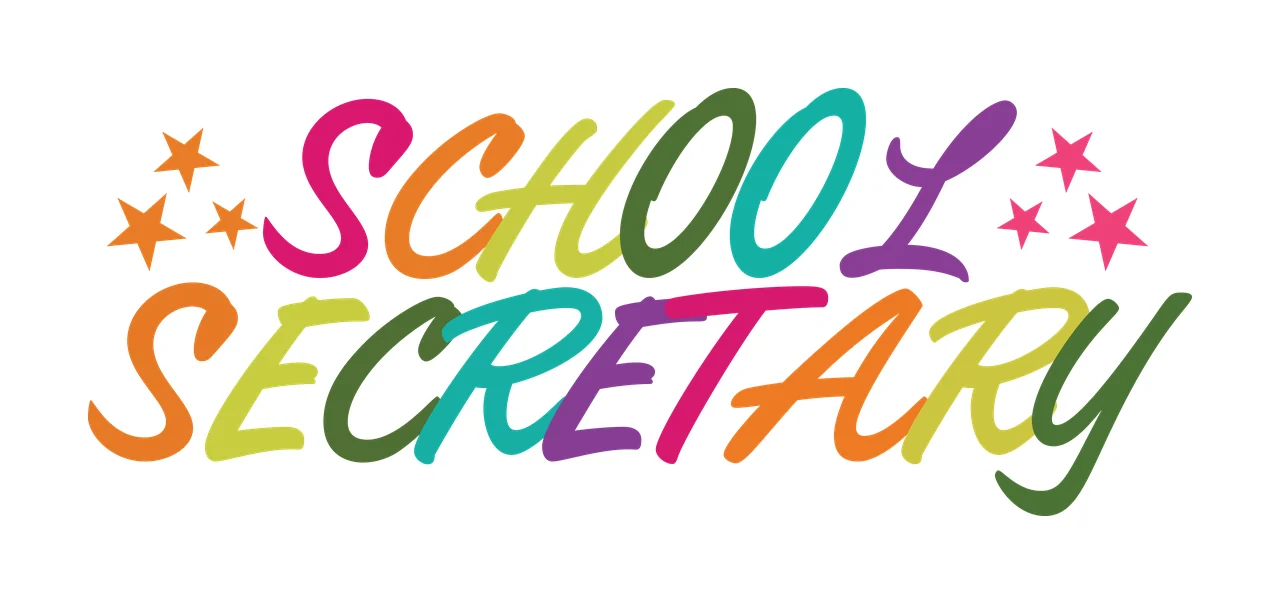 School Secretary Text With Stars Icon decorate script typography