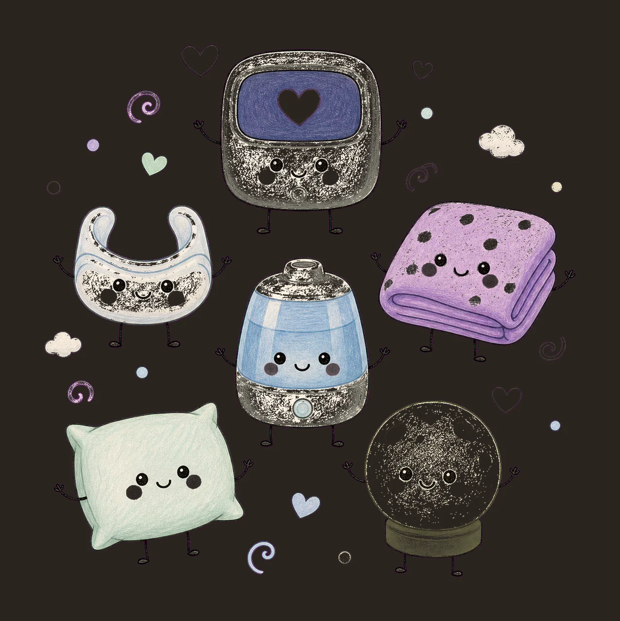 Sleep Medicine Doodle Crew Cute CPAP Sleep Tech Variation C contrast preview thumbnail