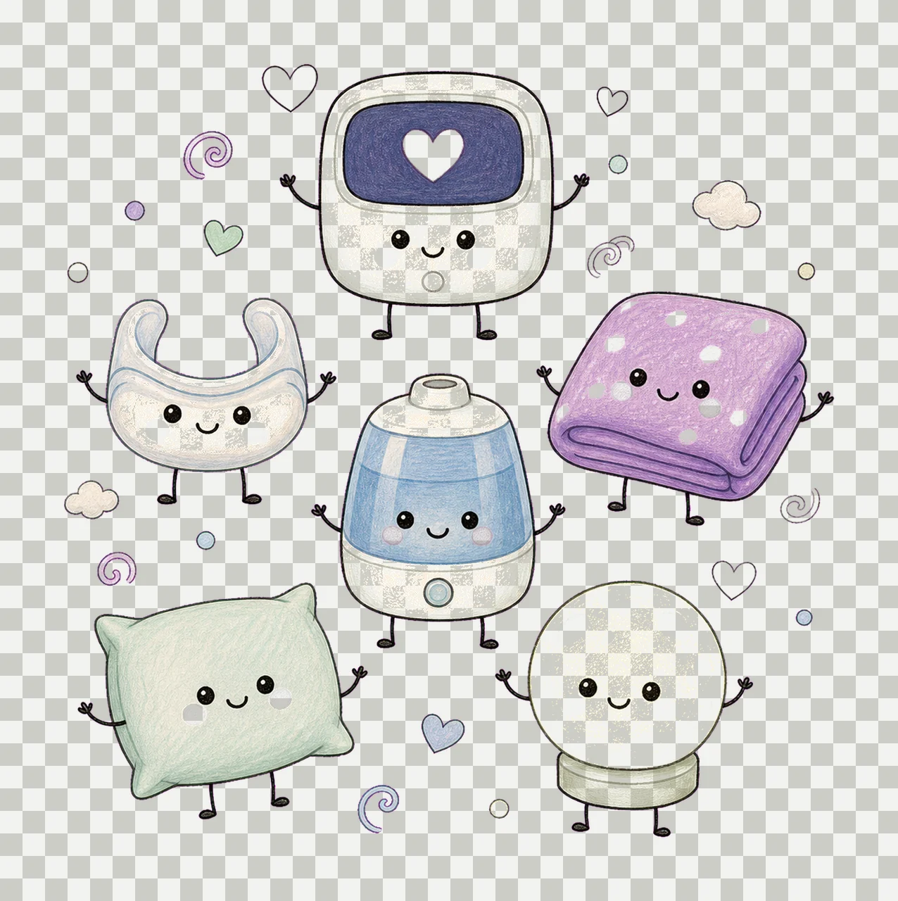 Sleep Medicine Doodle Crew Cute CPAP Sleep Tech Variation C transparency and detail preview thumbnail