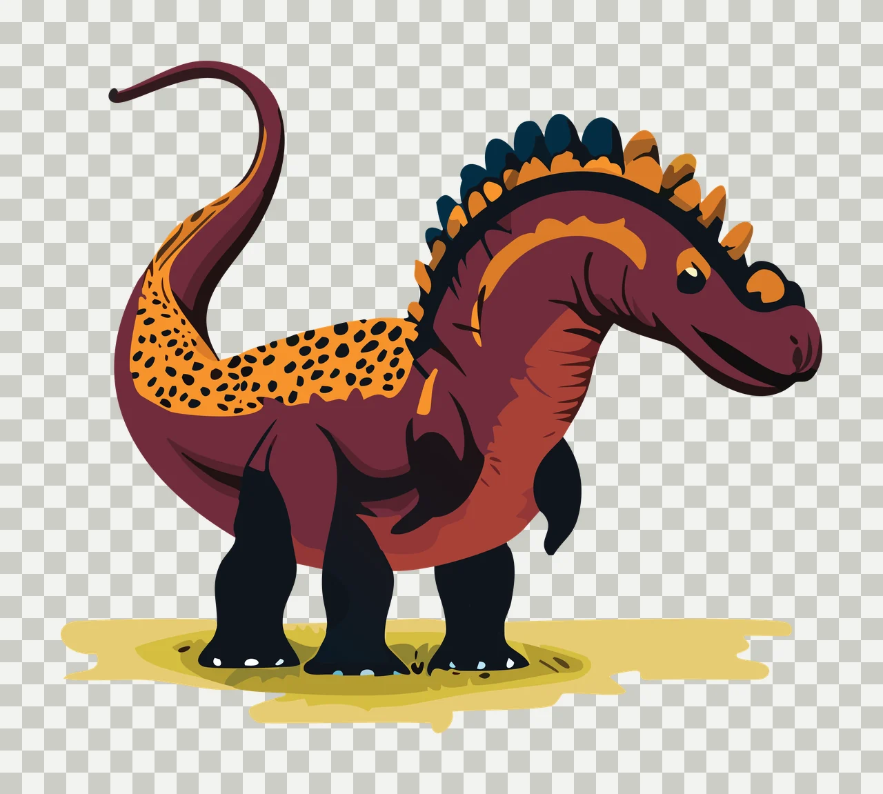 Dinosaur Silhouette Standing On Ground black white prehistoric transparency and detail preview thumbnail
