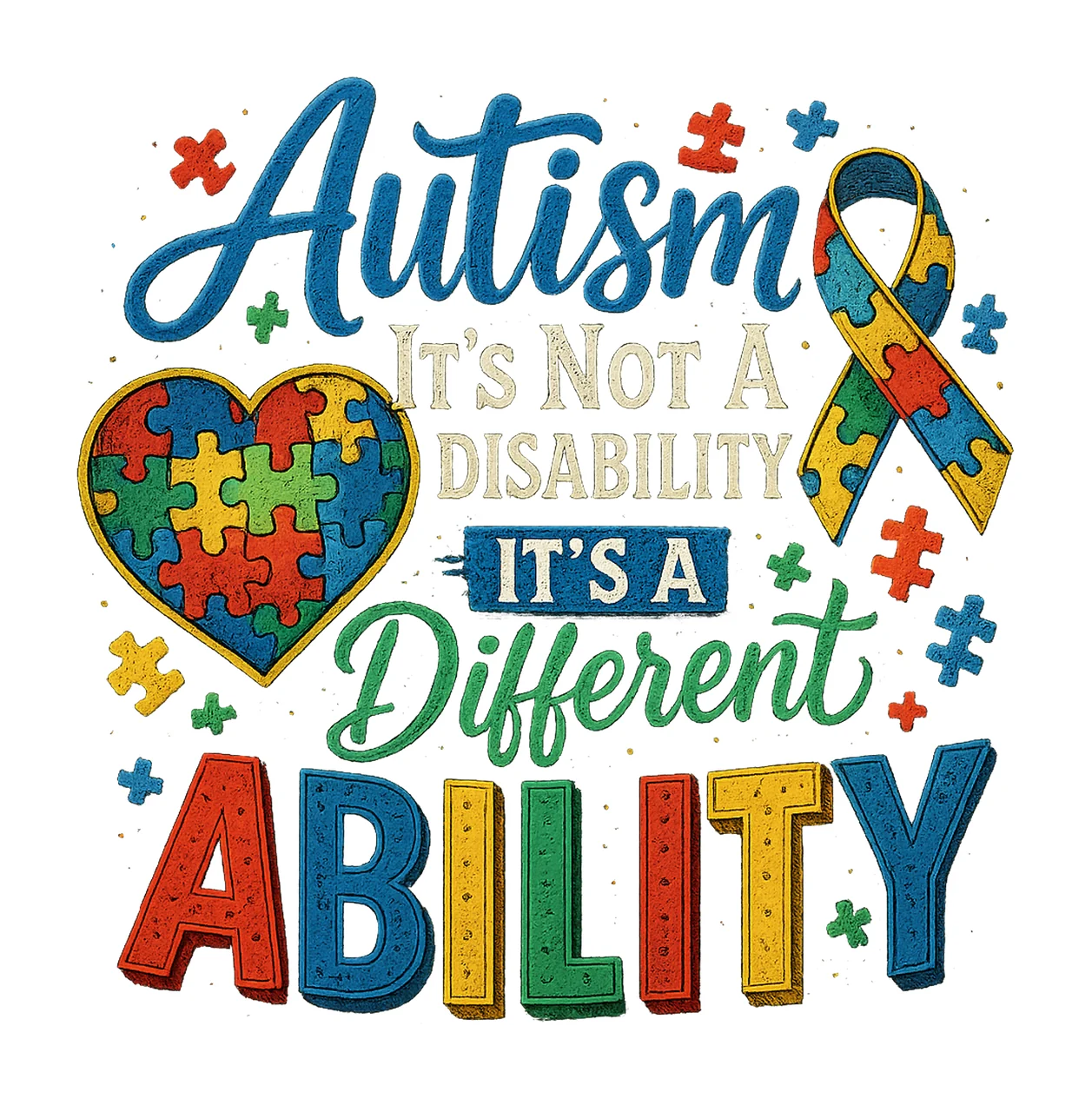 Autism Awareness Different Ability Inspirational Design