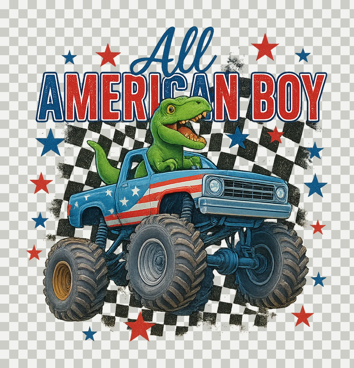 All American Boy dinosaur rex 4th of july Monster big truck transparency and detail preview thumbnail