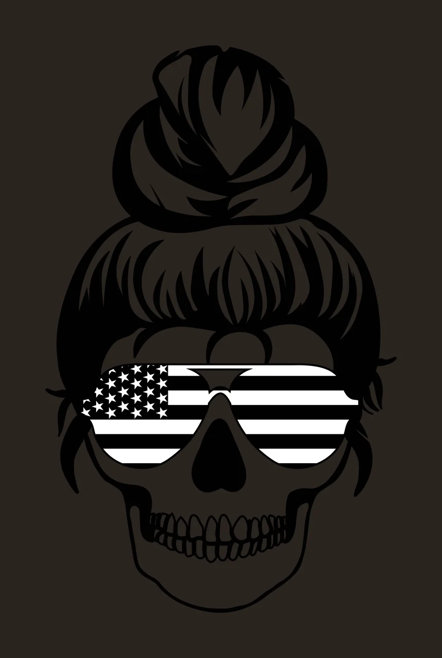 Flag Skull With Messy Bun And Glasses wearing hair stars stripes contrast preview thumbnail