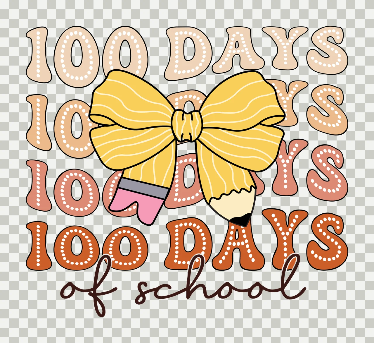 100 Days 100 Days 100 Days 100 Days of school bow silhouette transparency and detail preview thumbnail