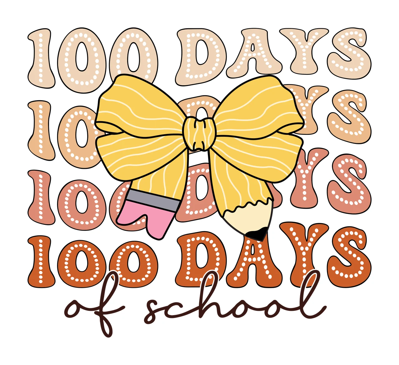 100 Days 100 Days 100 Days 100 Days of school bow silhouette