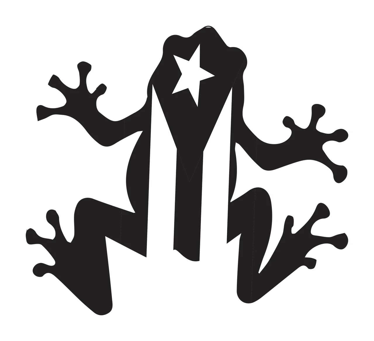 Frog Silhouette With Star And Stripes leaping black white amphibian