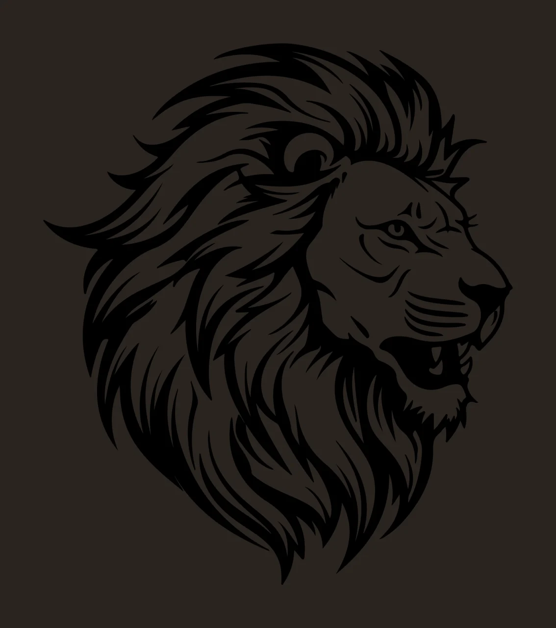 Lion Head Roaring Graphic Profile Mane Teeth illustration Black contrast preview thumbnail