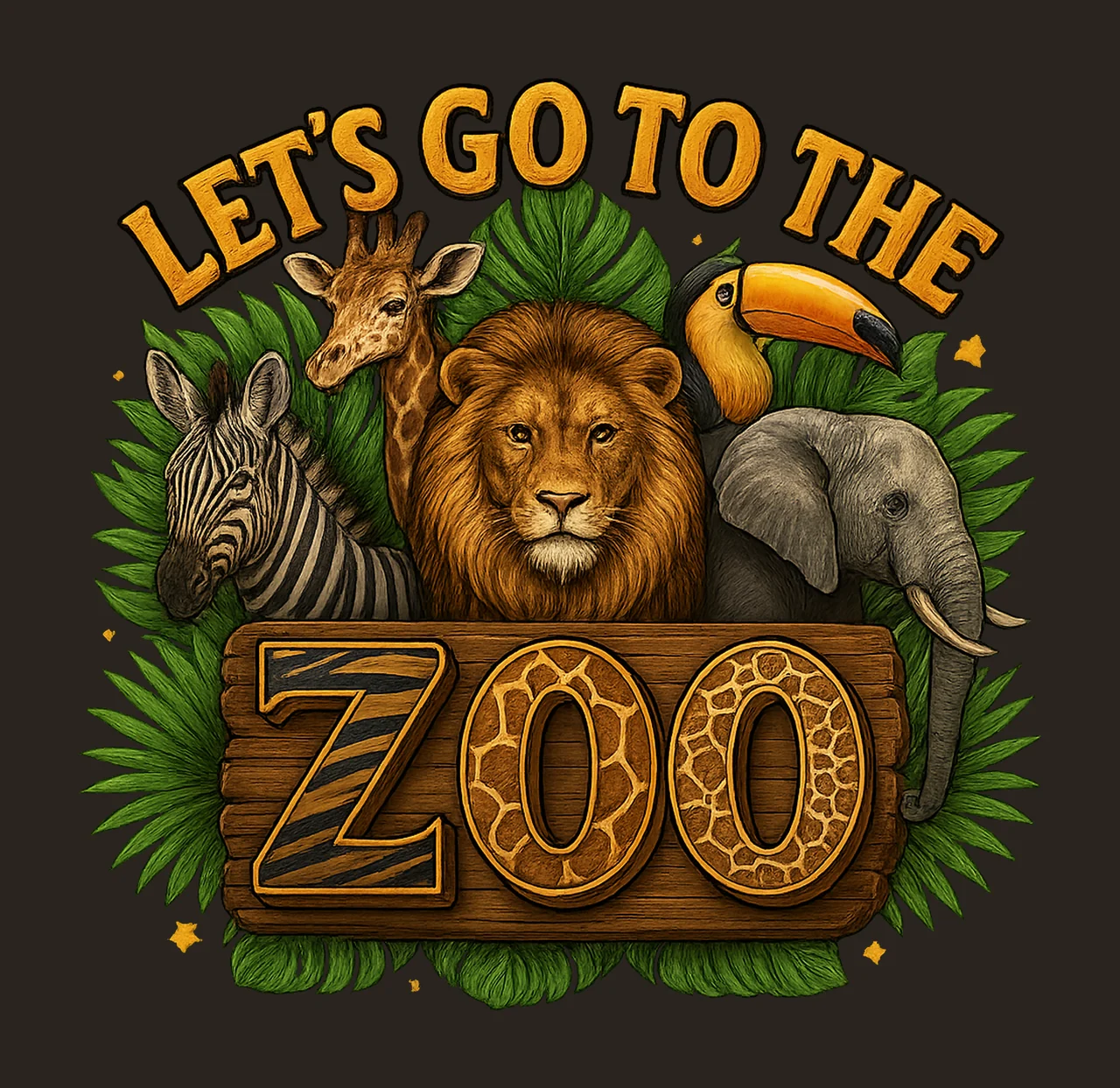 Zoo Crew Safari Animals Kids Birthday Jungle Party Artwork contrast preview thumbnail