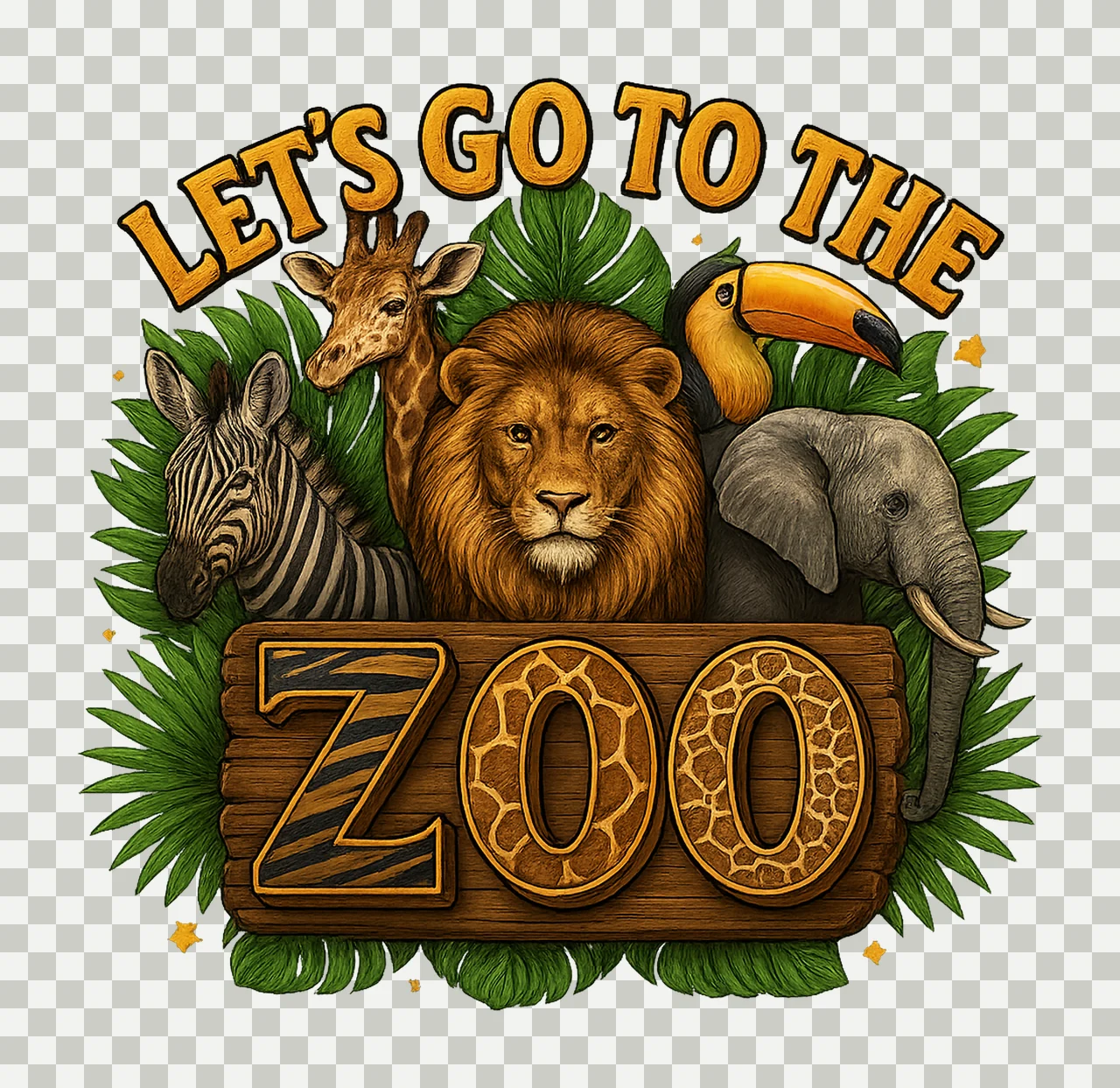 Zoo Crew Safari Animals Kids Birthday Jungle Party Artwork transparency and detail preview thumbnail