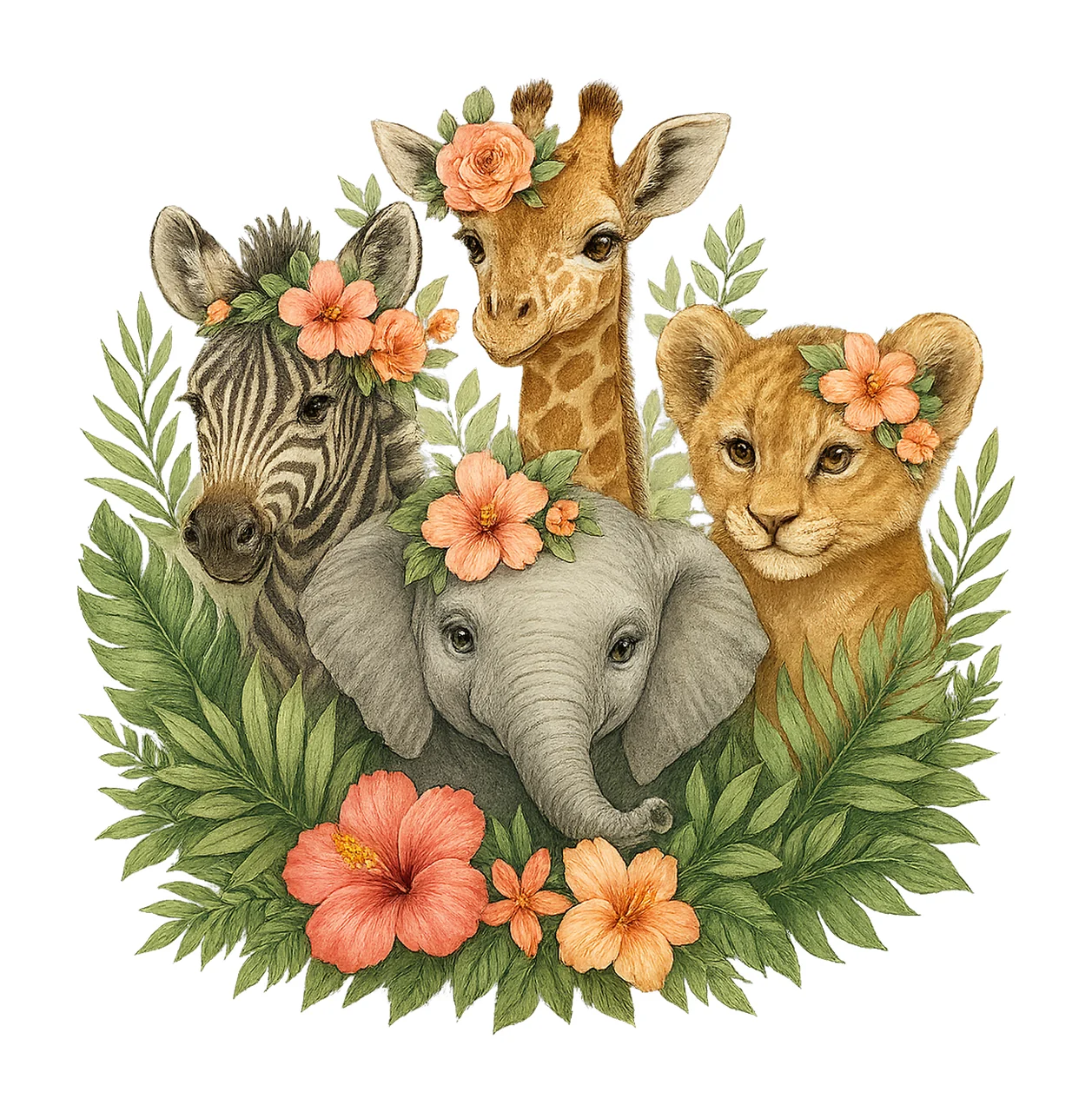 Safari animals Jungle Artwork Wild Animal Watercolor Safari