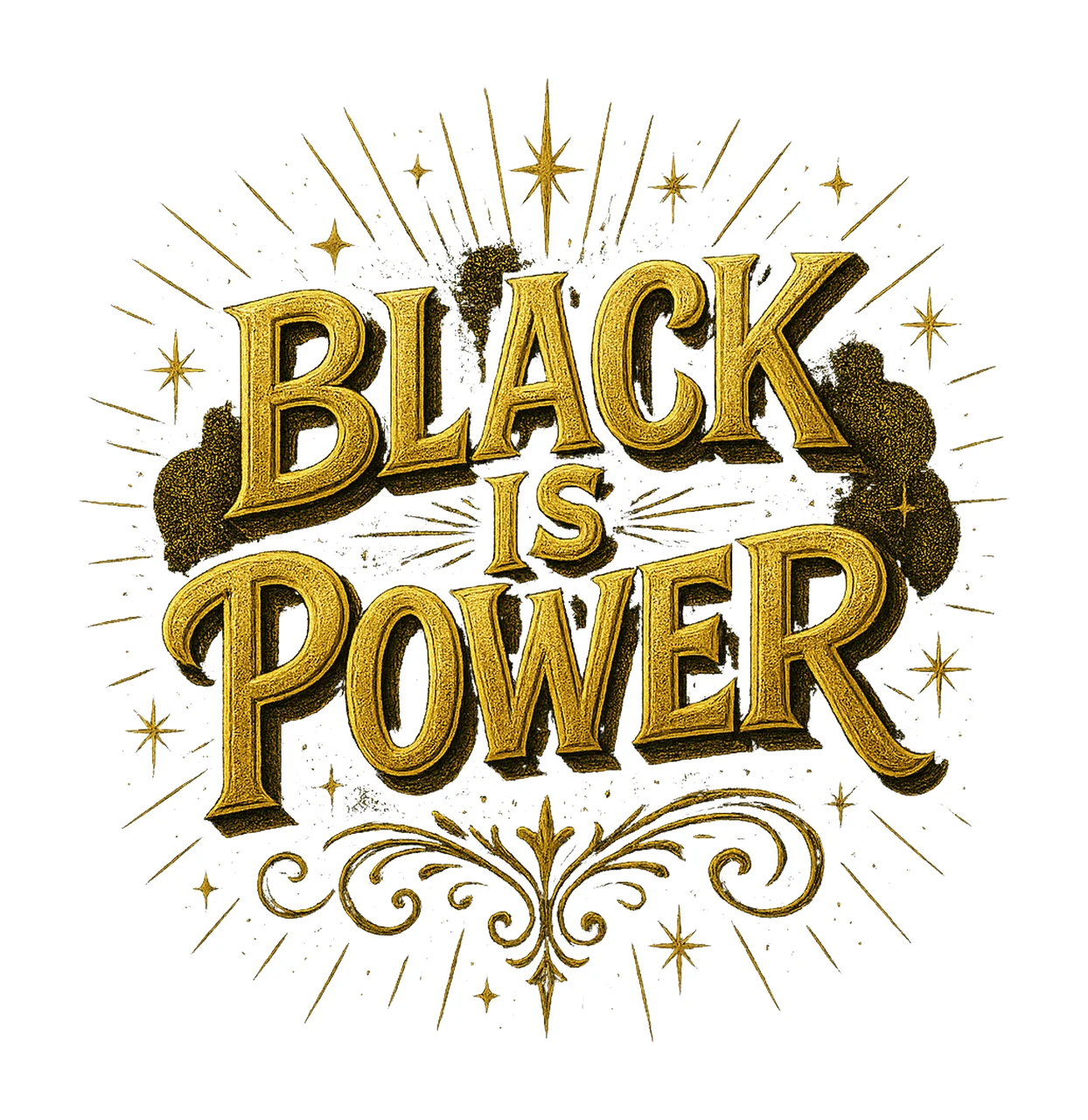 Black is Power Graffiti Style Black History Month Gold Text
