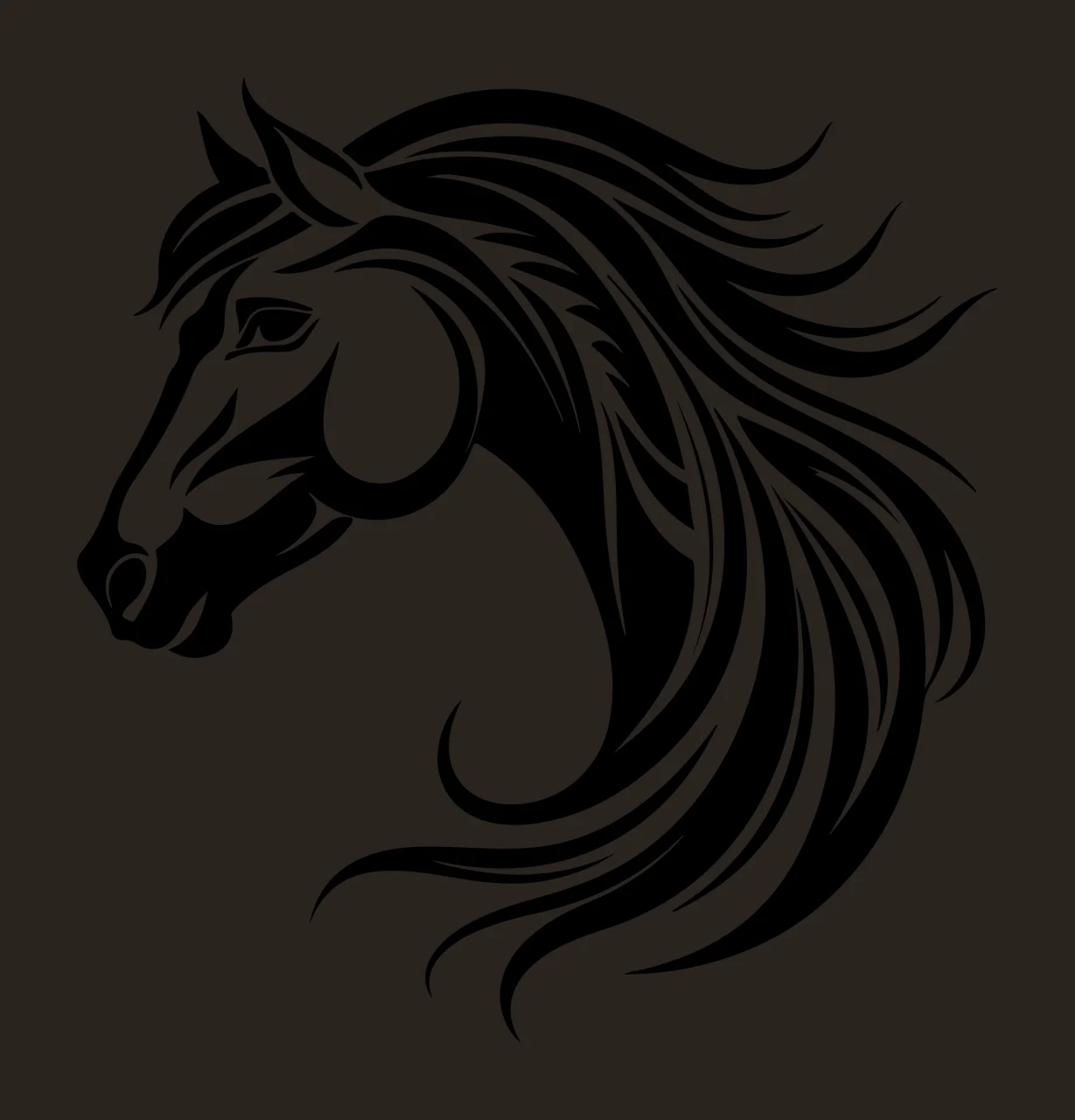Horse Head Profile Flowing Mane silhouette black white animal contrast preview thumbnail