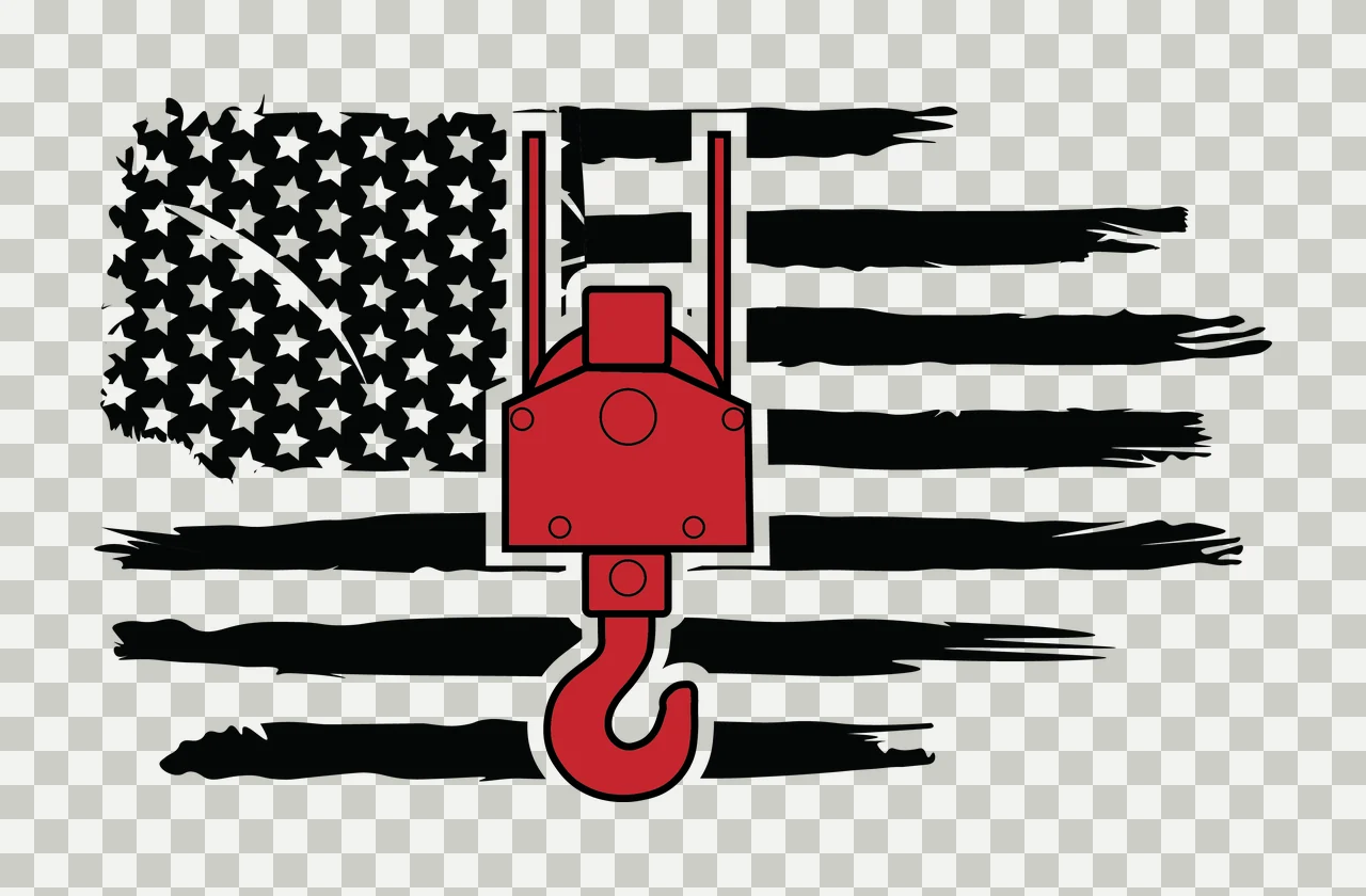 Crane Flag Hook Grunge Graphic stripes stars black white construction transparency and detail preview thumbnail