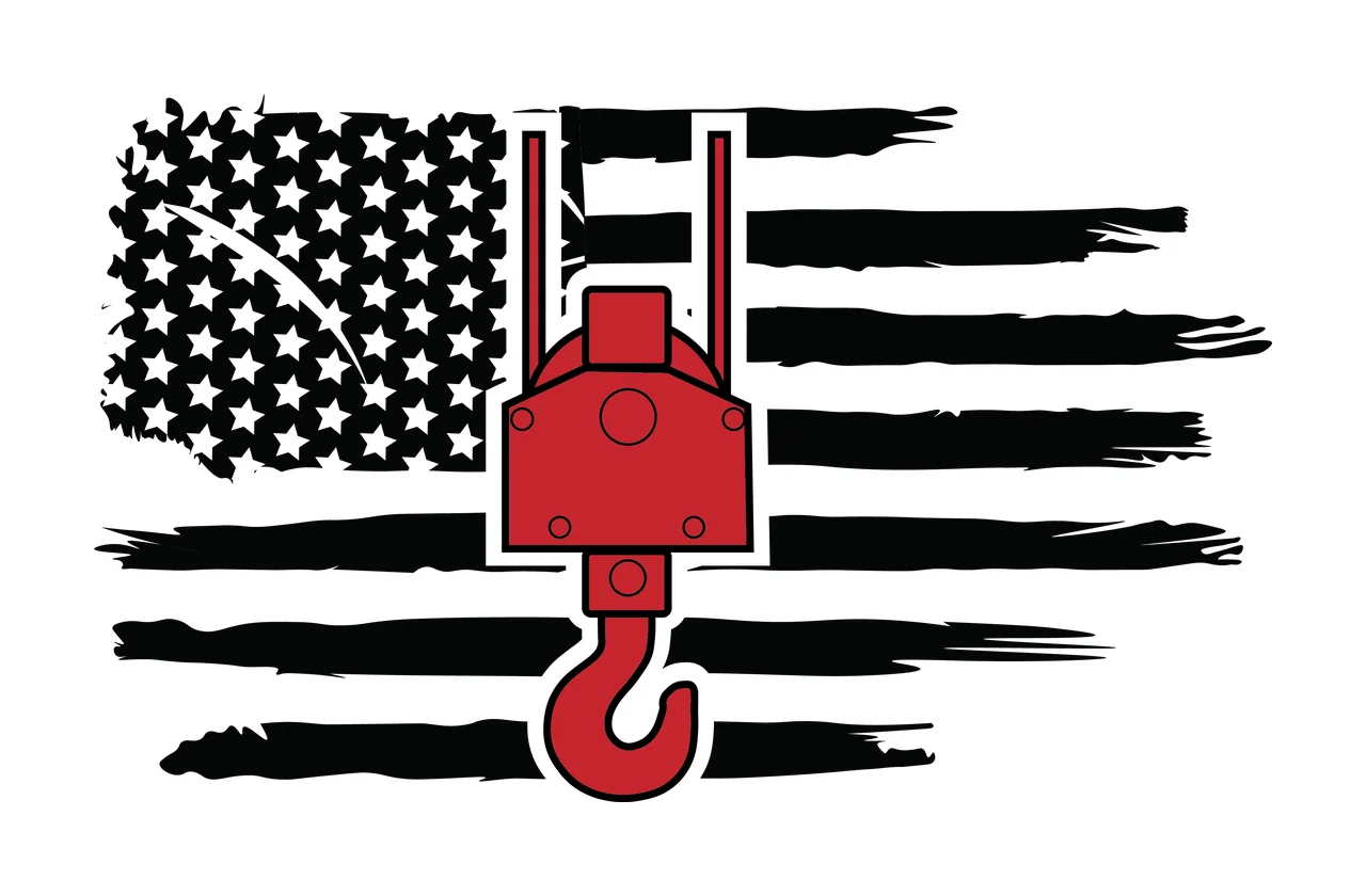 Crane Flag Hook Grunge Graphic stripes stars black white construction