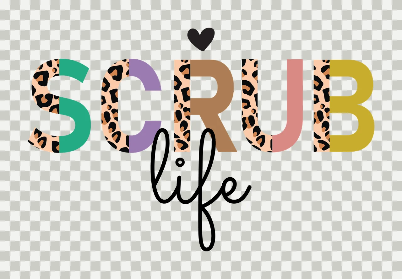 Scrub Life Phrase With Heart Accent typography black white transparency and detail preview thumbnail
