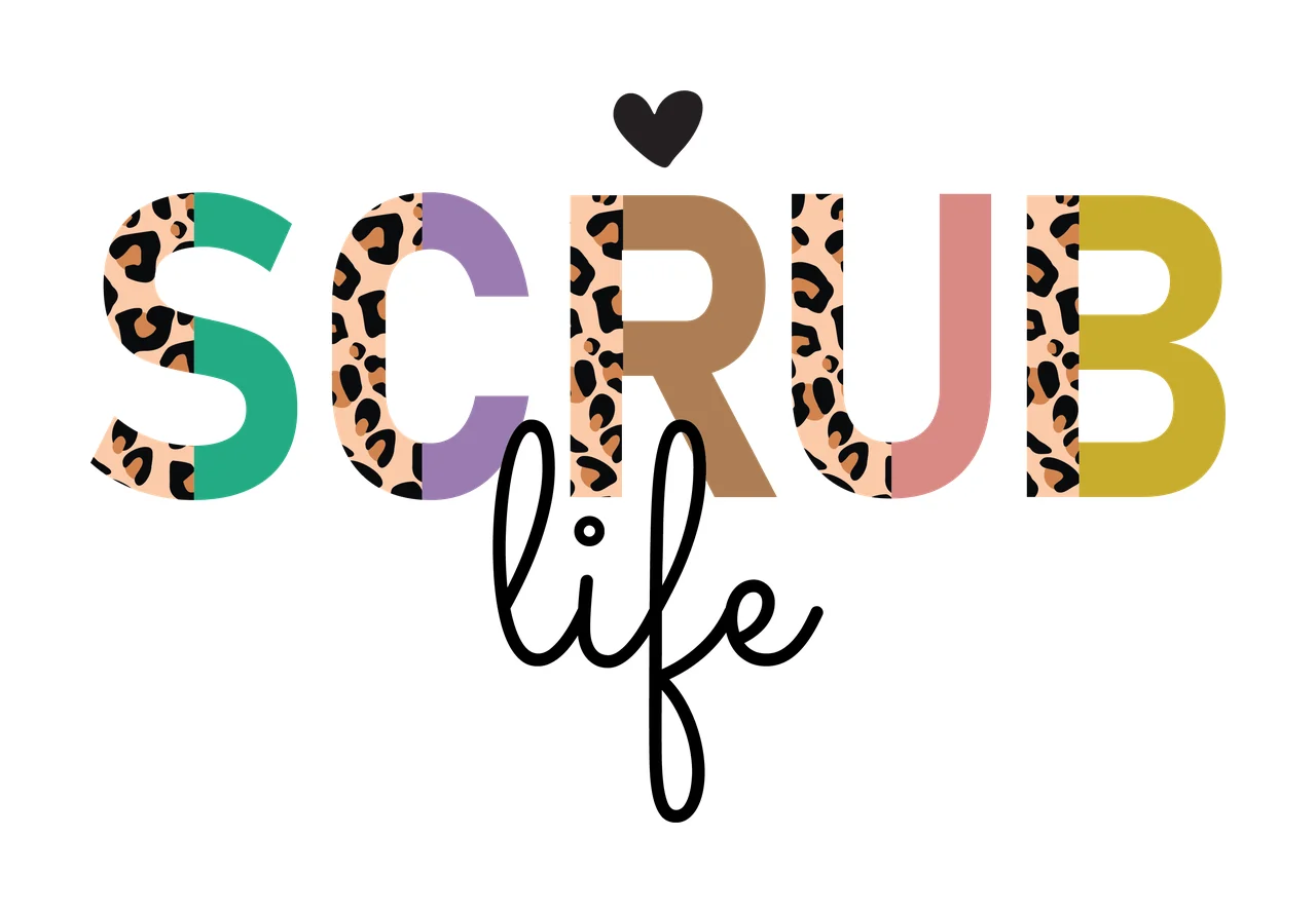 Scrub Life Phrase With Heart Accent typography black white